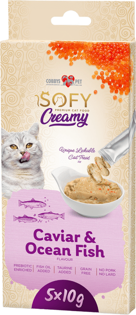 Mäsový krém pre mačkyCobbys Pet SOFY Creamy Caviar & Ocean Fish 5×10 g