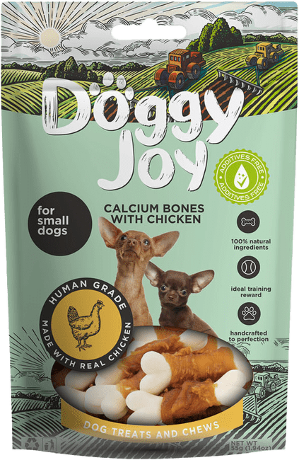 Лакомство для собак – Doggy Joy Calcium bone with chicken, 55 г