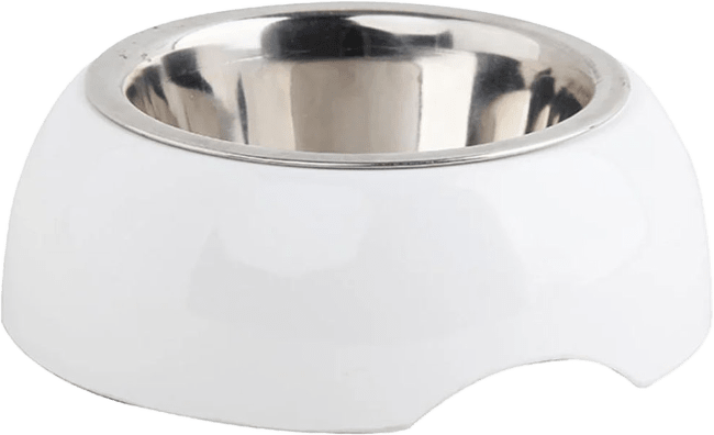 Bļoda suņiem – Pawise Melamine bowl with stainless steal, white, 350 ml