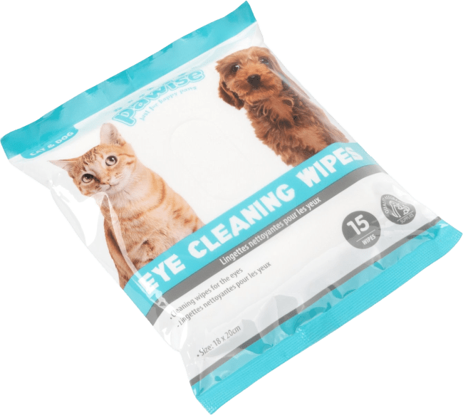 Mitrās salvetes dzīvnieku acu kopšanai – Pawise Cleaning Wipes Aloa Vera, 15 gab.