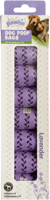 Maisiņi atkritumu savākšanai – Pawise Poop bags, spice lavender, 8 x 15 gab.
