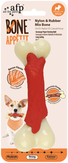 Игрушка для собак – AFP Nylon and Rubber Mix Bone, Bacon Flavor Infused, Medium 