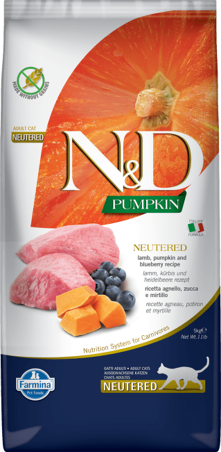 ND Cat GF Pumpkin Adult Neutered  jahňa a čučoriedky 5 kg