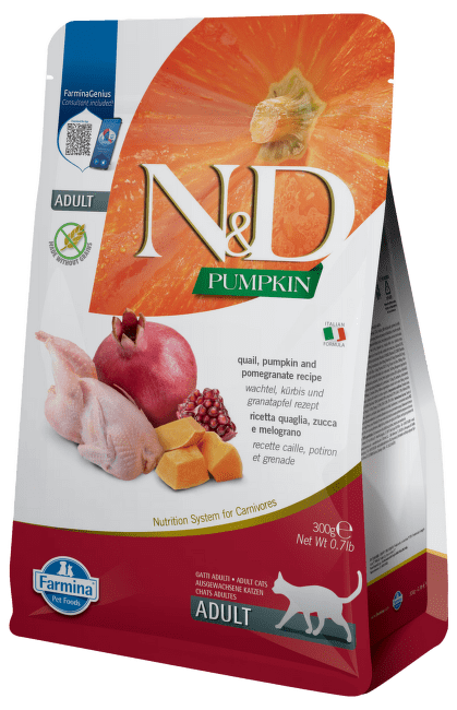 N & D GF Pumpkin CAT Quail & Pomegranate 300g