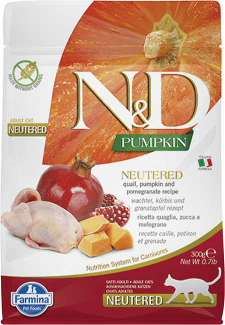 ND Cat GF Pumpkin Adult Neut.  prepelica a granátové jablko 0,3 kg