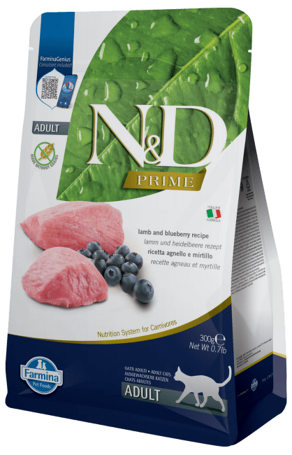 ND Cat Prime Adult jahňa a čučoriedky 0,3 kg 