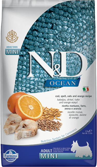 ND Dog LG Ocean Adult Mini treska a pomaranč 2,5 kg 