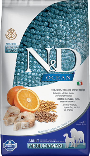 ND Dog Ocean Adult treska a pomaranč  2,5 kg