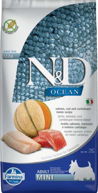 ND Dog GF Ocean Adult Mini losos, treska a melón 7 kg 
