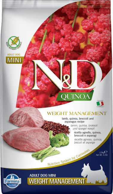 ND Dog GF Quinoa Adult Mini Weight jahňa  2,5 kg