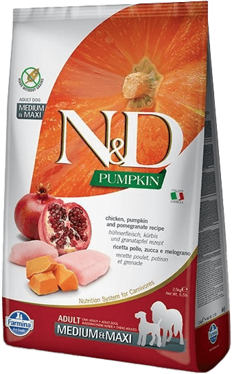 Корм для собак – N&D Pumpkin Dog Chicken and Pomegranate Adult Medium/Maxi, 2,5 кг