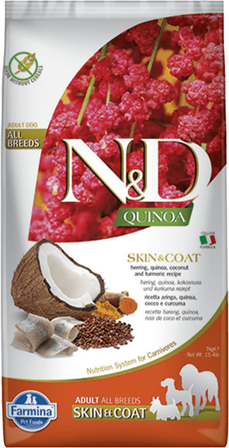 ND Dog Quinoa  Skin & Coat sleď 7 kg
