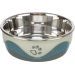 Bļoda suņiem – TRIXIE Stainless Steel Bowl with Silicone, 0,4 l/14 cm, White/Grey