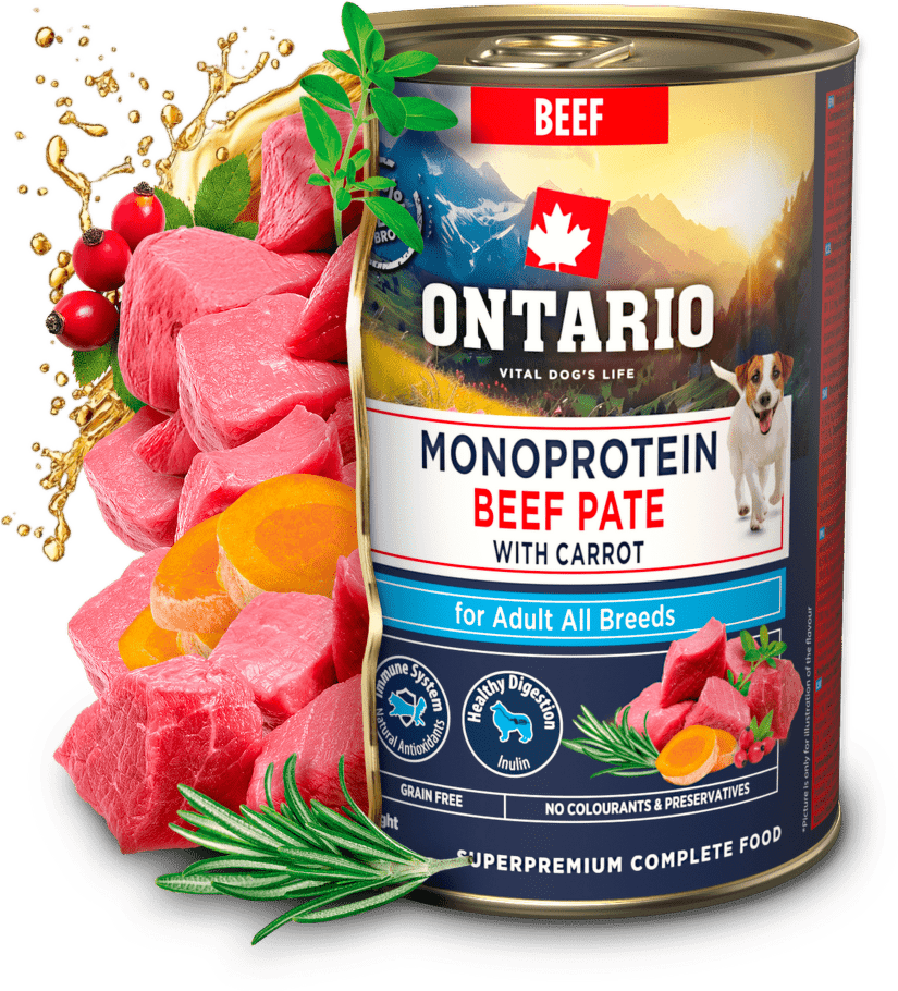 Konzerva Ontario Adult Monoprotein hovězí pate s mrkví 400 g